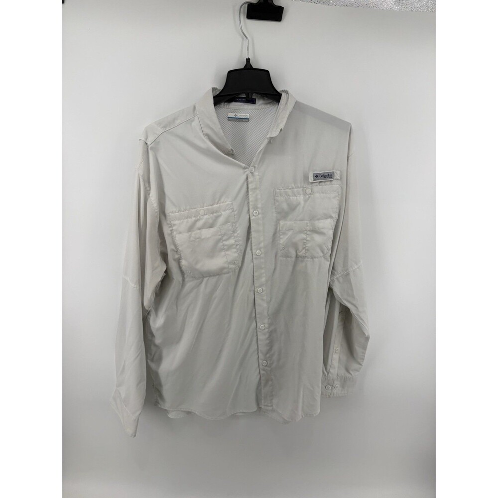 Columbia PFG Men’s White Tamiami Long Sleeve Fishing Button Up Shirt Size XL